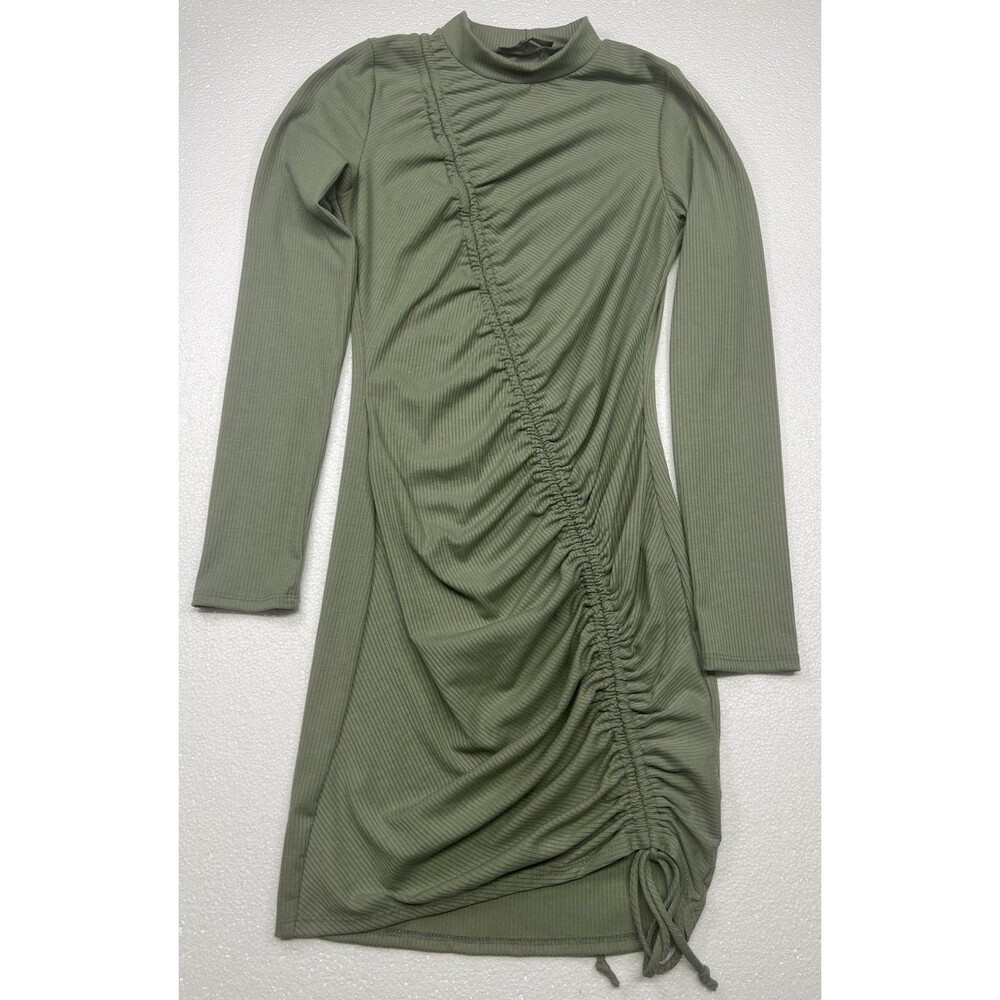 Lulus Perfect For You Women’s Long Sleeve Ruched Bodycon Mini Dress Sage Green M